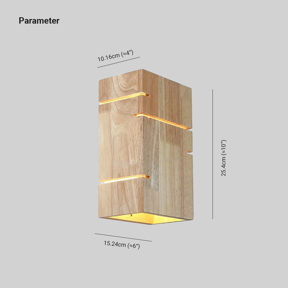 Muto Wall Lamp Rectangular Minimalist, Mounted Bedside, Wood, Bedroom