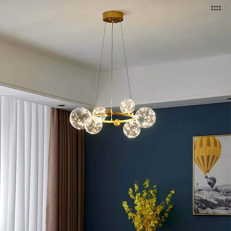 Valentina – art déco-hengiljós með lýsandi kúlum úr gleri