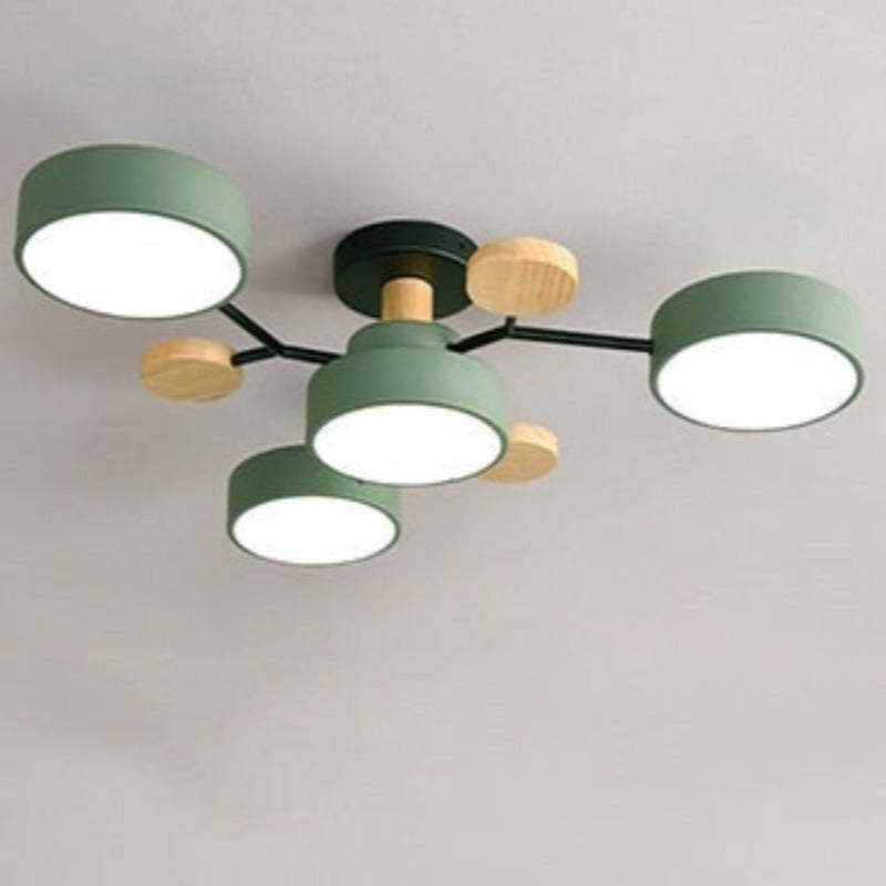 Arisha Ceiling Light, Wood Round for Living Room