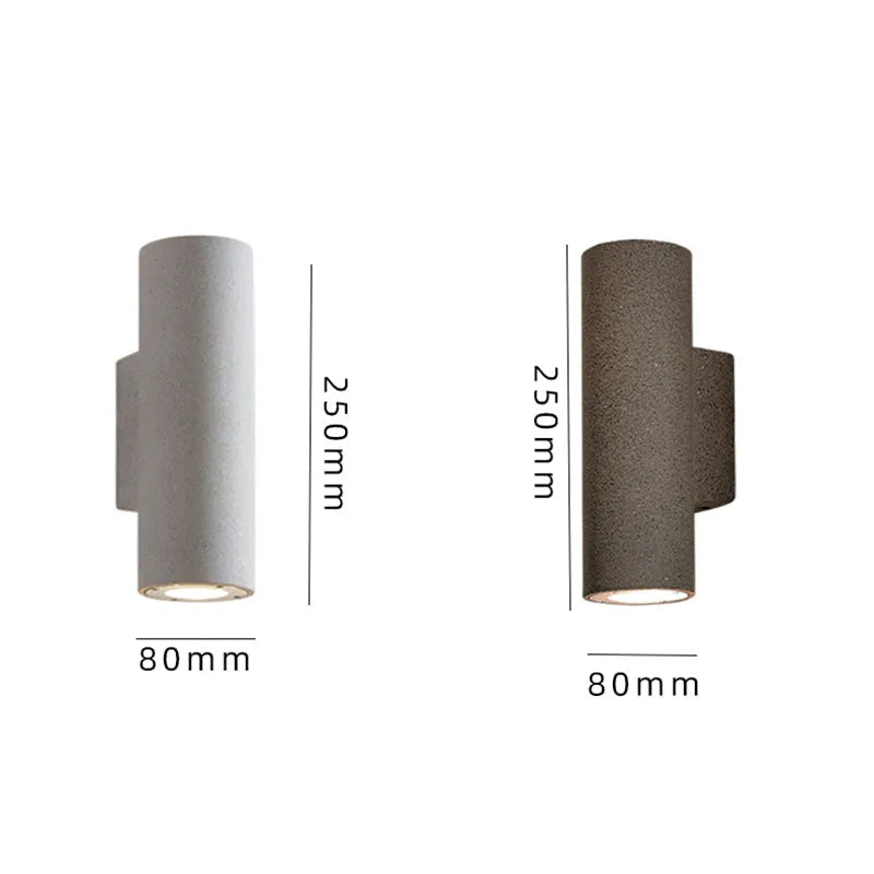 Ray minimalistisk cylindrisk udendørs væglampe i cement med to lys, sort/hvid