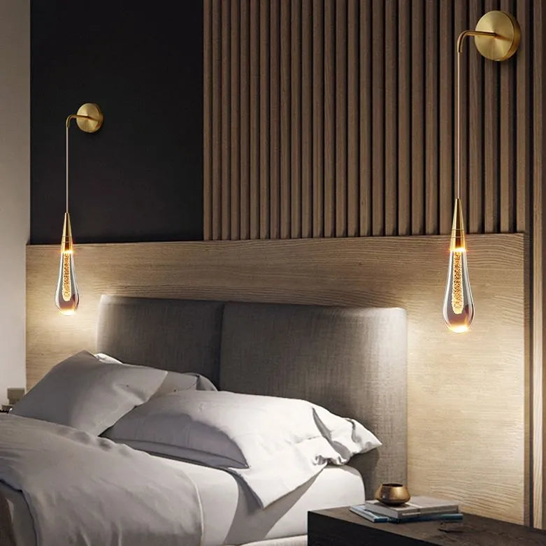 Kristy Modern Water Drop Wall Lamp, Black/Gold