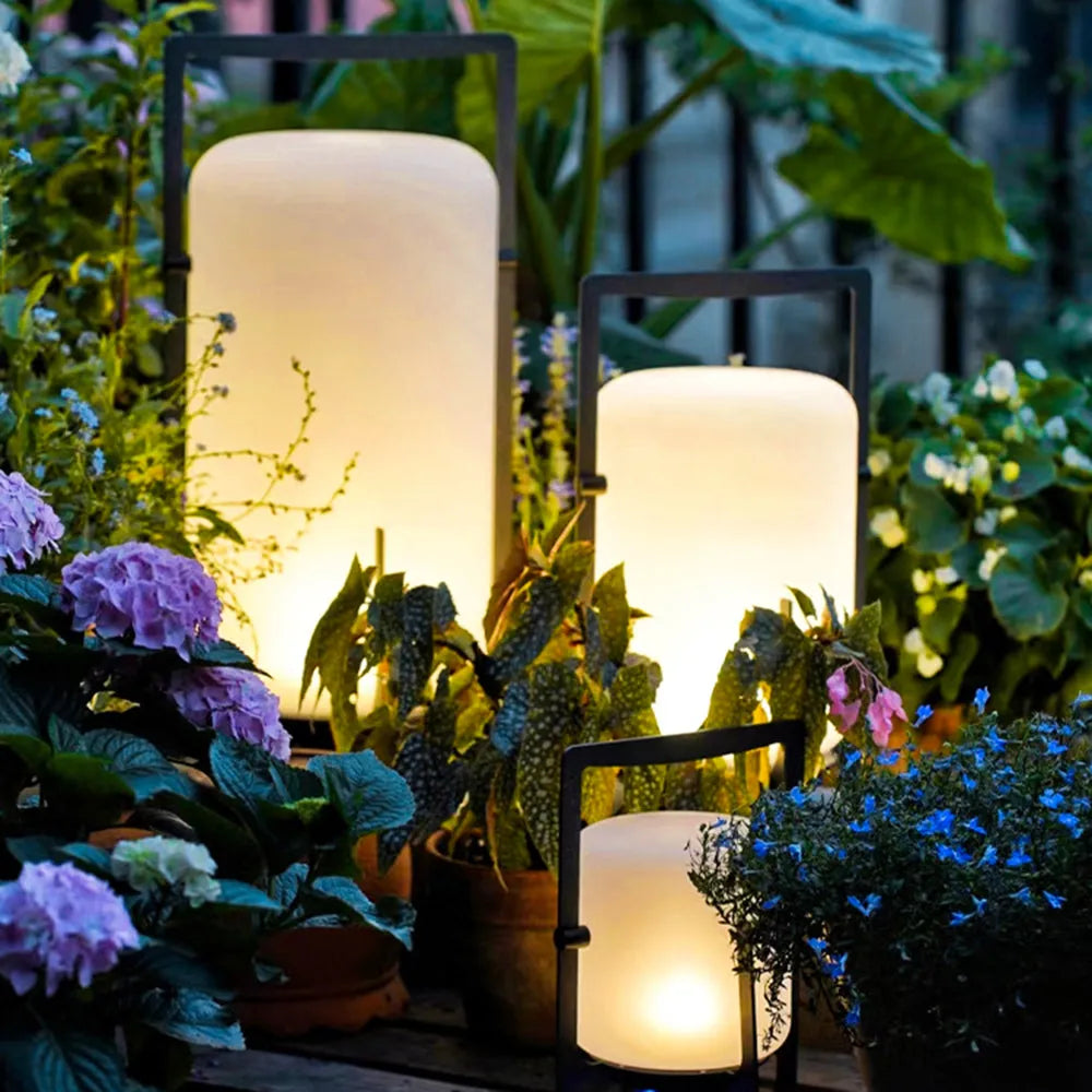 Ray minimalistisk udendørs landskabs- og stilampe i glas, hvid