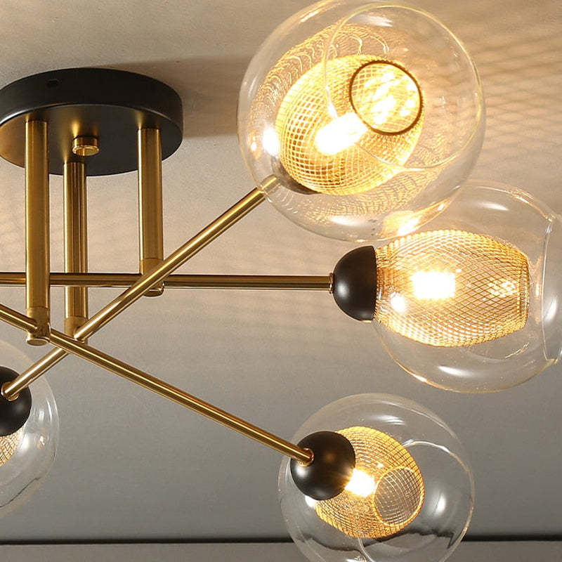 Valentina industriell LED-takkrona med glasglob, 6 stilar