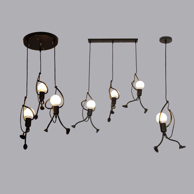 Esi Retro Modern Iron Man Pendant Light, Black