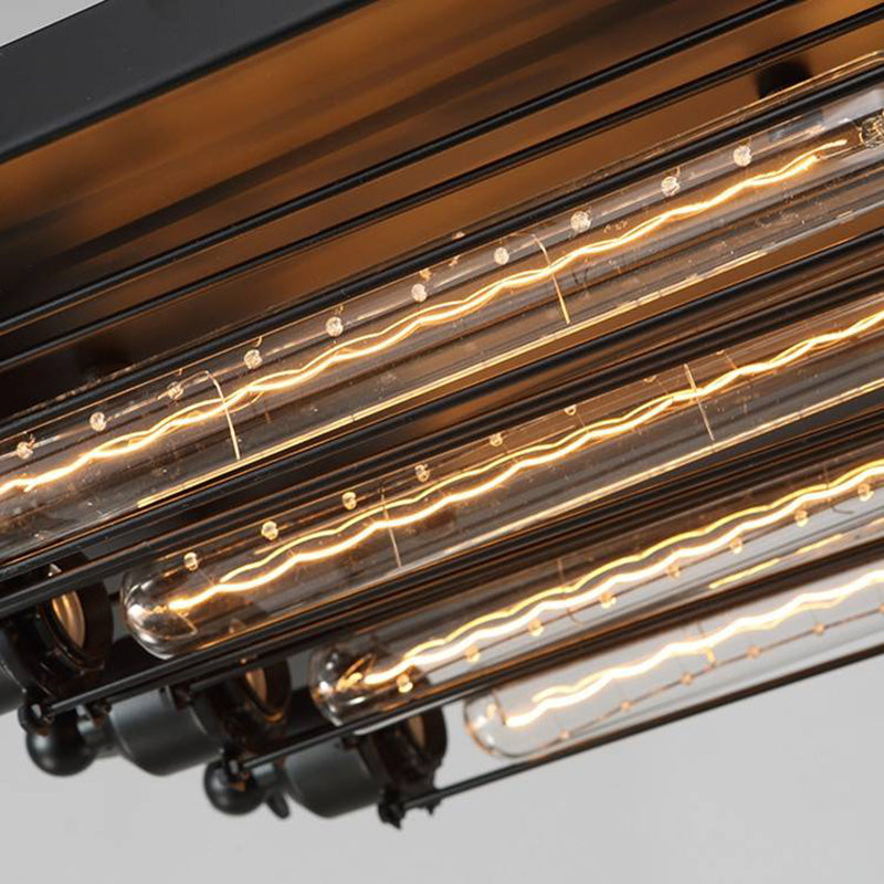 Austin vintage rørformet loftslampe i metal til direkte montering, sort, stue