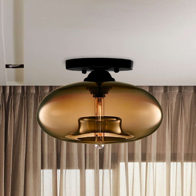 Valentina industriel art deco-globe indbygget loftslampe til stuen