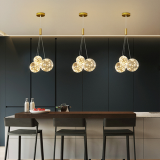 Valentina Modern LED Guld Metall Glas Pendellampa Vardagsrum Matsal