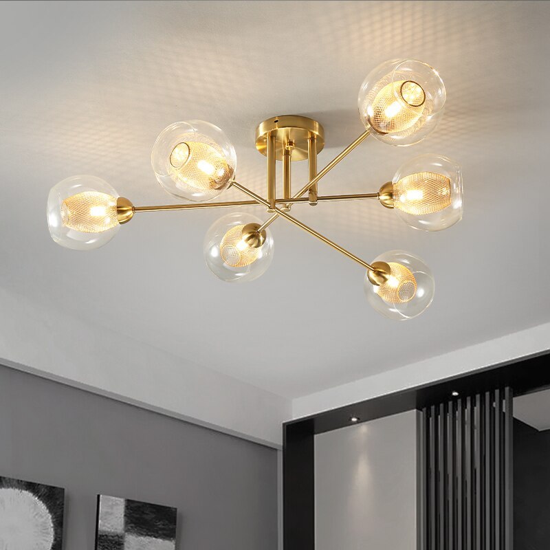 Valentina industriell LED-takkrona med glasglob, 6 stilar
