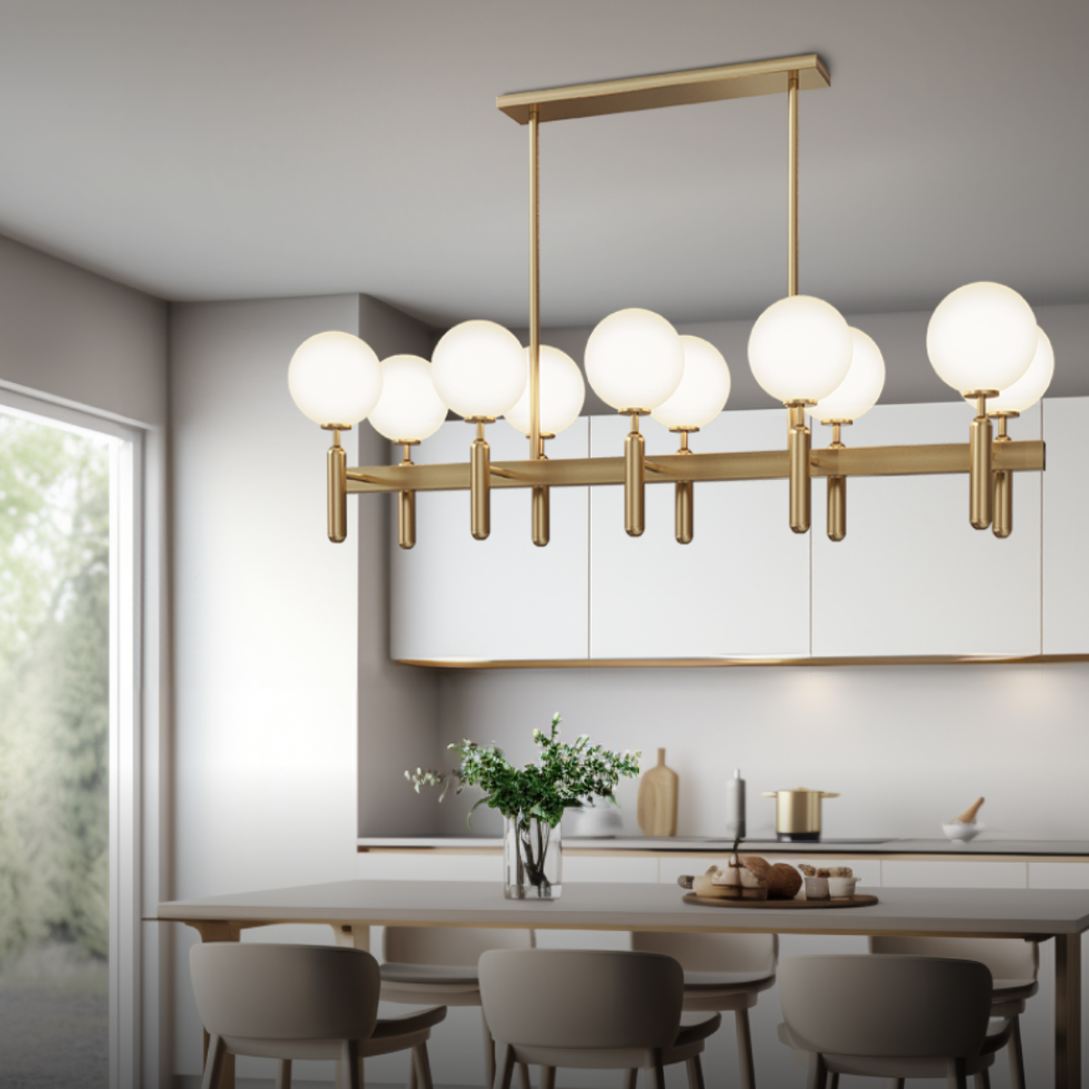 Kristy designad klotformad pendellampa Glas/Metall Guld Vit