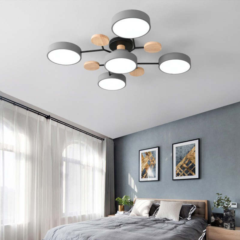 Arisha Ceiling Light, Wood Round for Living Room
