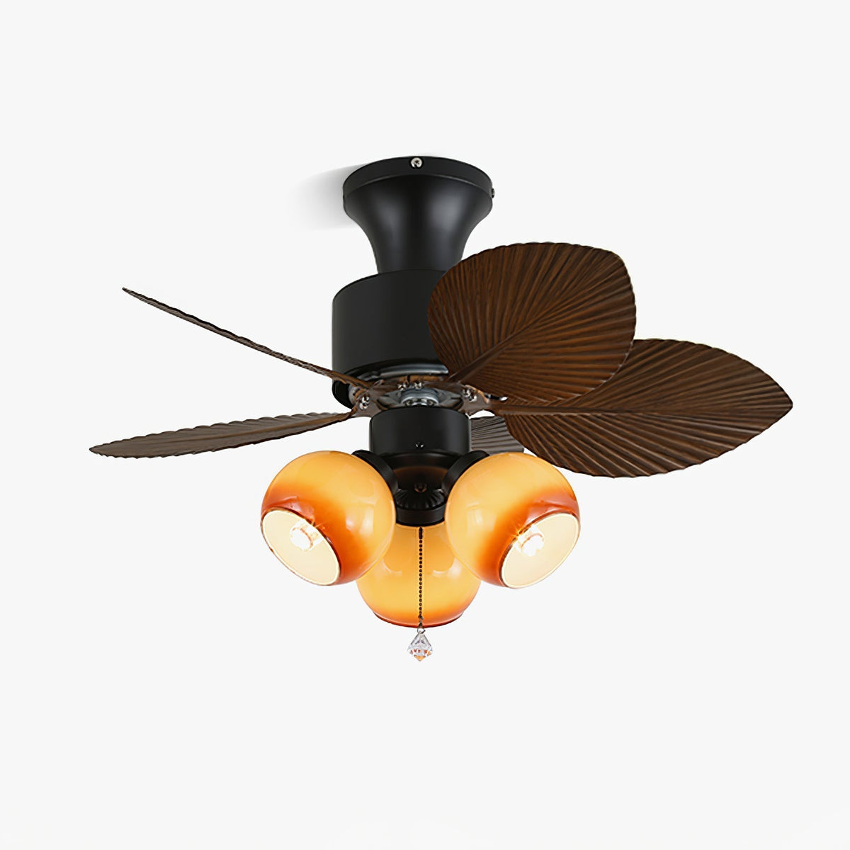 Ventoinha de teto com luz de vidro tropical Celoine