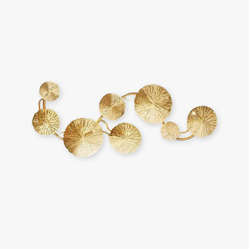 Arisha moderne rund metalvæglampe med lotusblad, guld