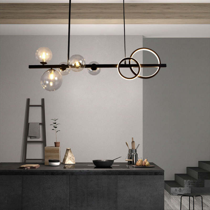 Arisha Pendant Light Bubble Circle Modern Black/Gold, Bedroom