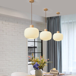 Ozawa Modern Vit Pendellampa Glas LED Trä Vardagsrum/Matsal