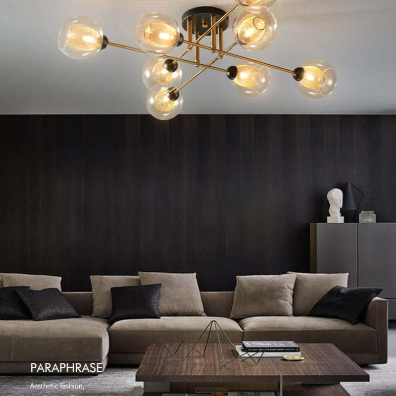 Valentina industriell LED-takkrona med glasglob, 6 stilar