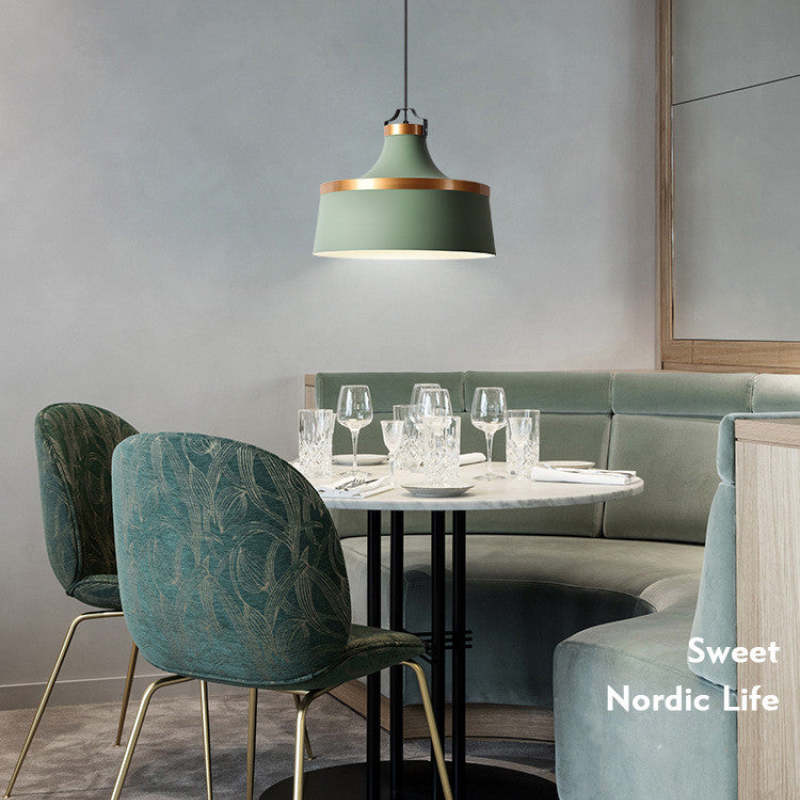 Valentina modern färgglad enkel pendellampa med metallskärm