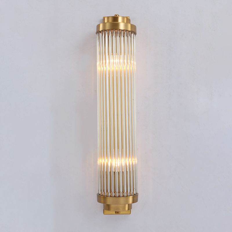 Ray modern cylindrisk vägglampa i metall/ kristall, guld