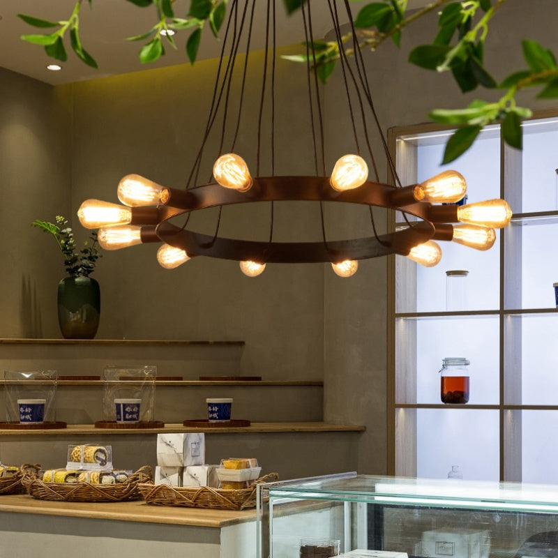 Silva vintage LED-krona i brun metall för vardagsrum/bar
