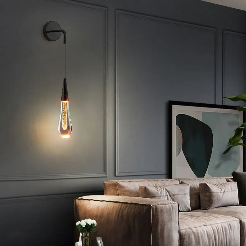 Kristy Modern Water Drop Wall Lamp, Black/Gold