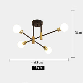 Valentina Retro Taklampa i Metall med Satellitform, Svart/Guld