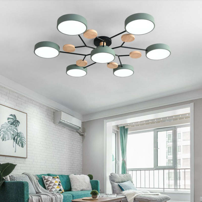 Arisha Ceiling Light, Wood Round for Living Room