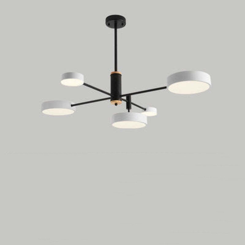 Arisha LED-pendellampa, metall och trä, grå/vit/guld