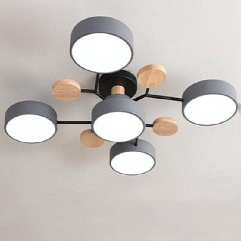 Arisha Ceiling Light, Wood Round for Living Room