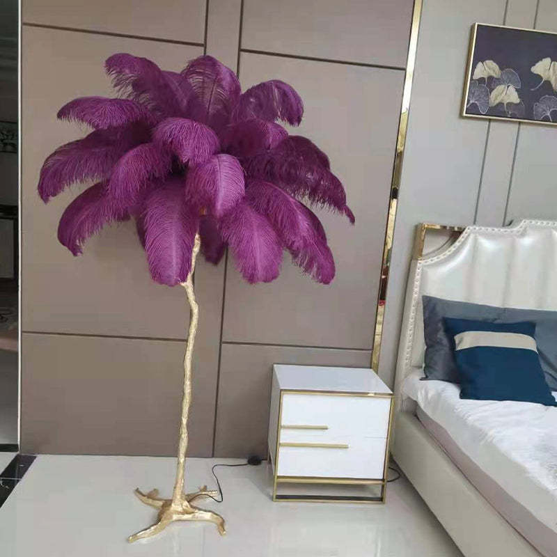 Salenor Nordic Luxury Unique Ostrich Feather Floor Lamp/Table Lamp