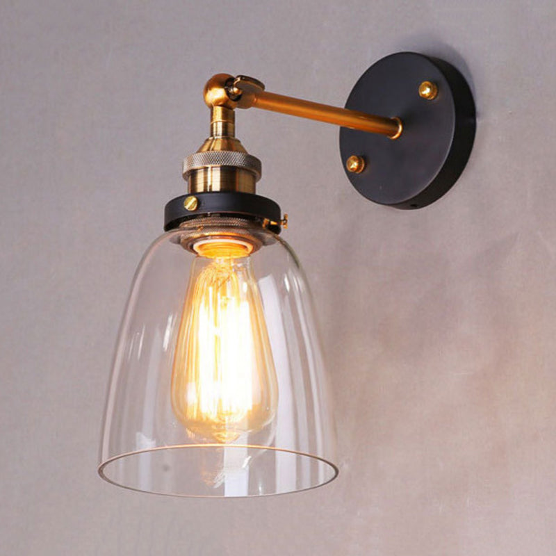 Arisha retro vintagevägglampa, metall och glas