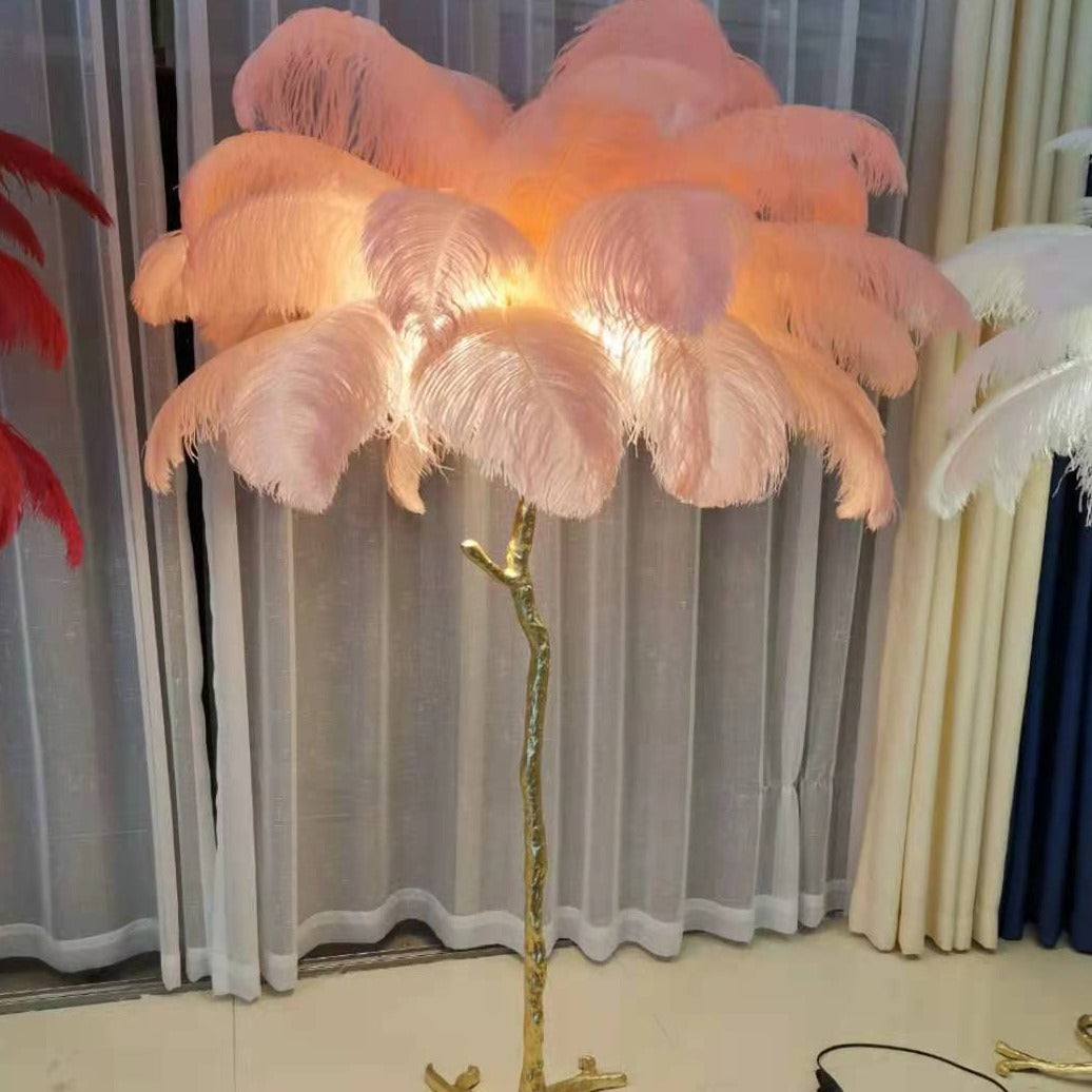 Salenor Nordic Luxury Unique Ostrich Feather Floor Lamp/Table Lamp