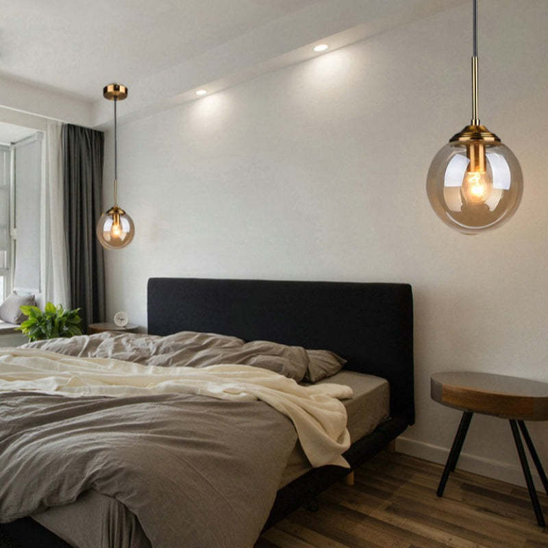 Valentina designad bubbelpendellampa i glas, rökfärgad/klar/bärnstensfärgad