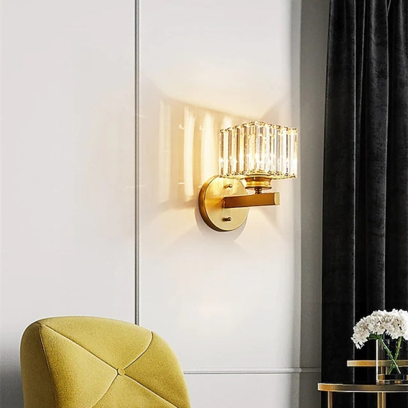 Arisha moderne LED-krystalvæglampe, firkantet/rund