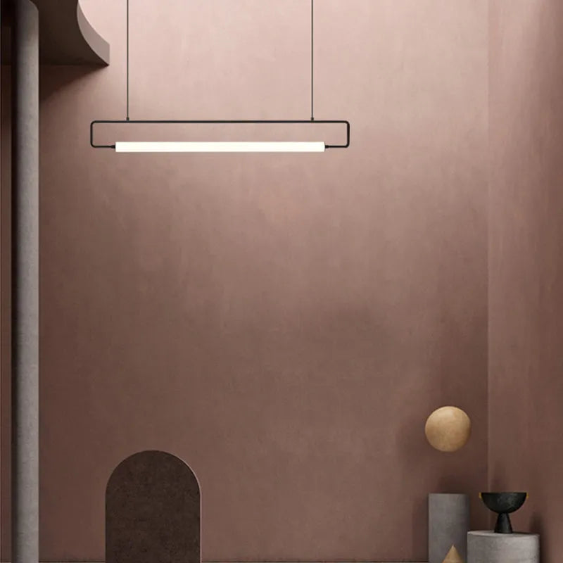 Arisha modern minimalistisk rektangulär linjär pendellampa, guld/svart