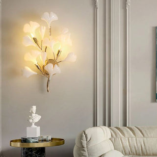 Olivia Modern LED Dekorativ Gingko Vägglampa Metall Keramik Vit/Guld Vardagsrum/Matsal/Sovrum