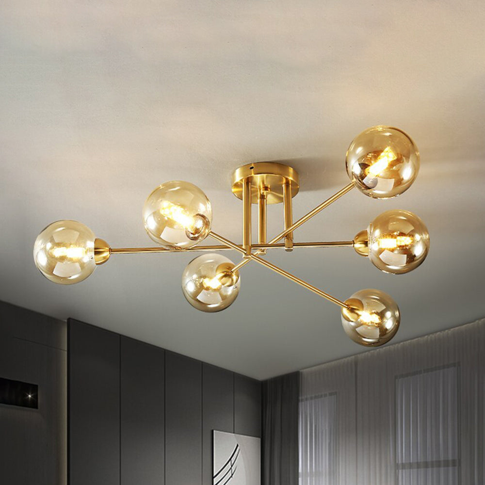 Valentina industriell LED-takkrona med glasglob, 6 stilar