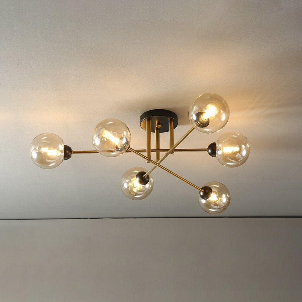 Valentina industriell LED-takkrona med glasglob, 6 stilar