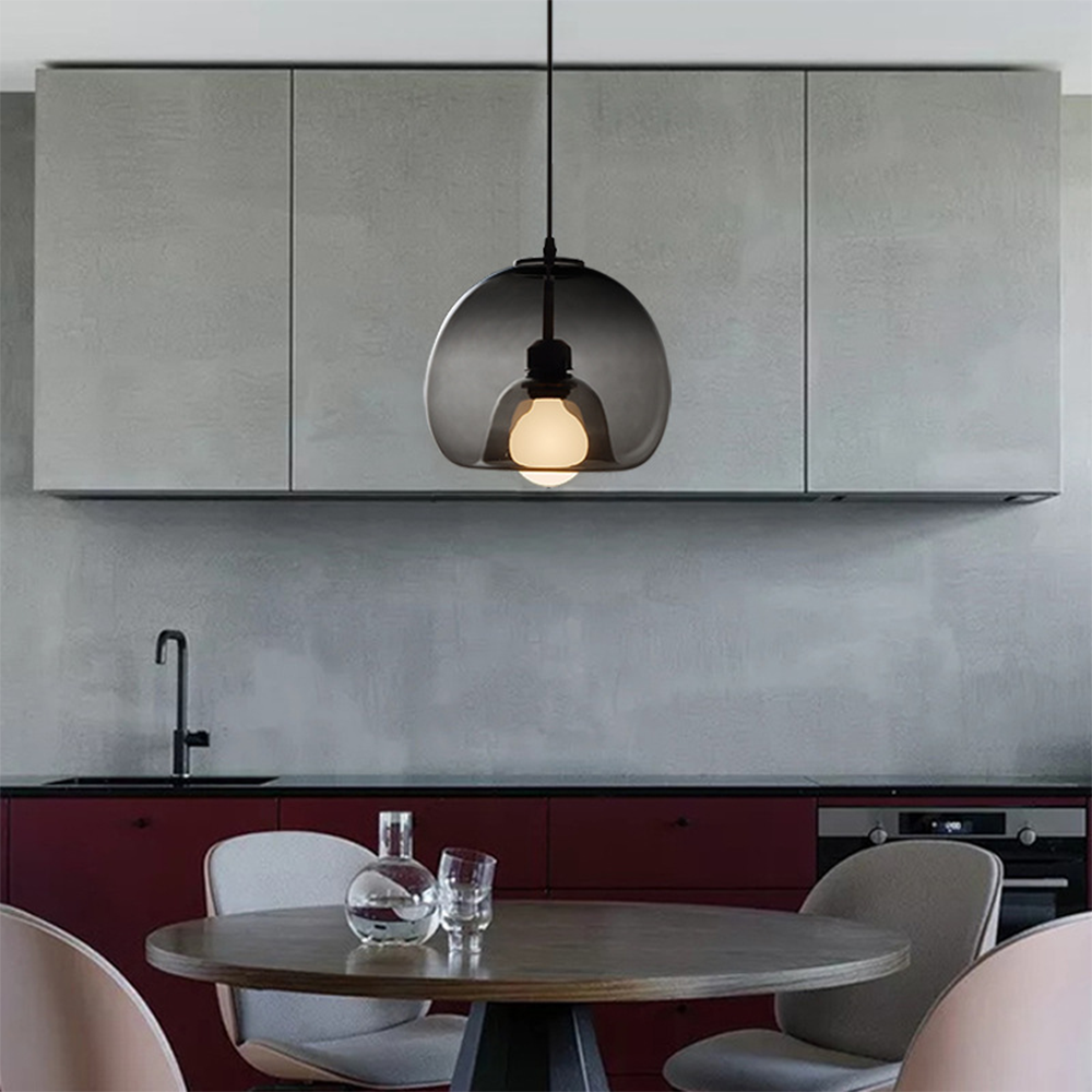 Norvia Pendant Light Globe Glass Amber/Smoky Grey
