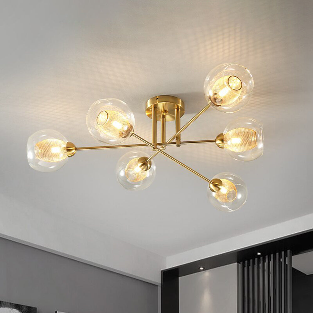 Valentina industriell LED-takkrona med glasglob, 6 stilar
