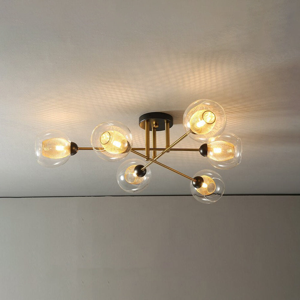Valentina industriell LED-takkrona med glasglob, 6 stilar