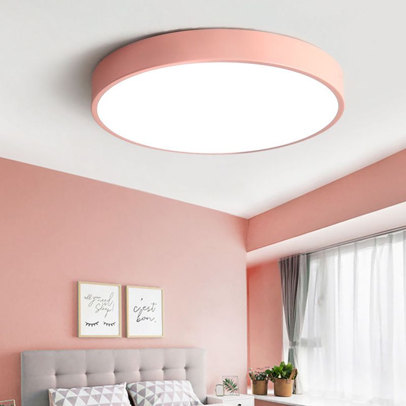 Valentina Ceiling Light Rond Flush Mount, Yellow/Blue/Green/Pink/Grey, Bedroom