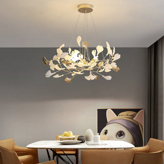 Olivia Modern Ginkgo Blad Metall Keramisk LED Ljuskronor Matsal Vardagsrum Sovrum