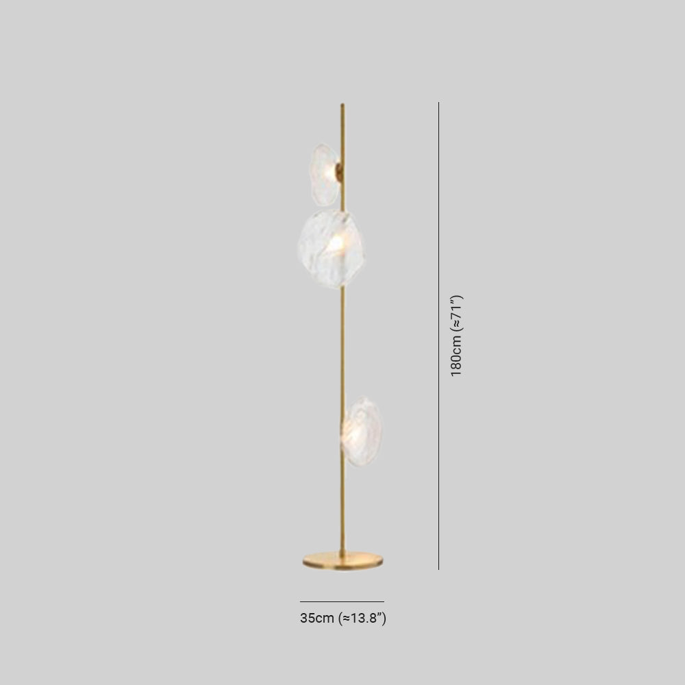 Byers exklusiv golvlampa med blomform i metall/glas, svart/guld/grå