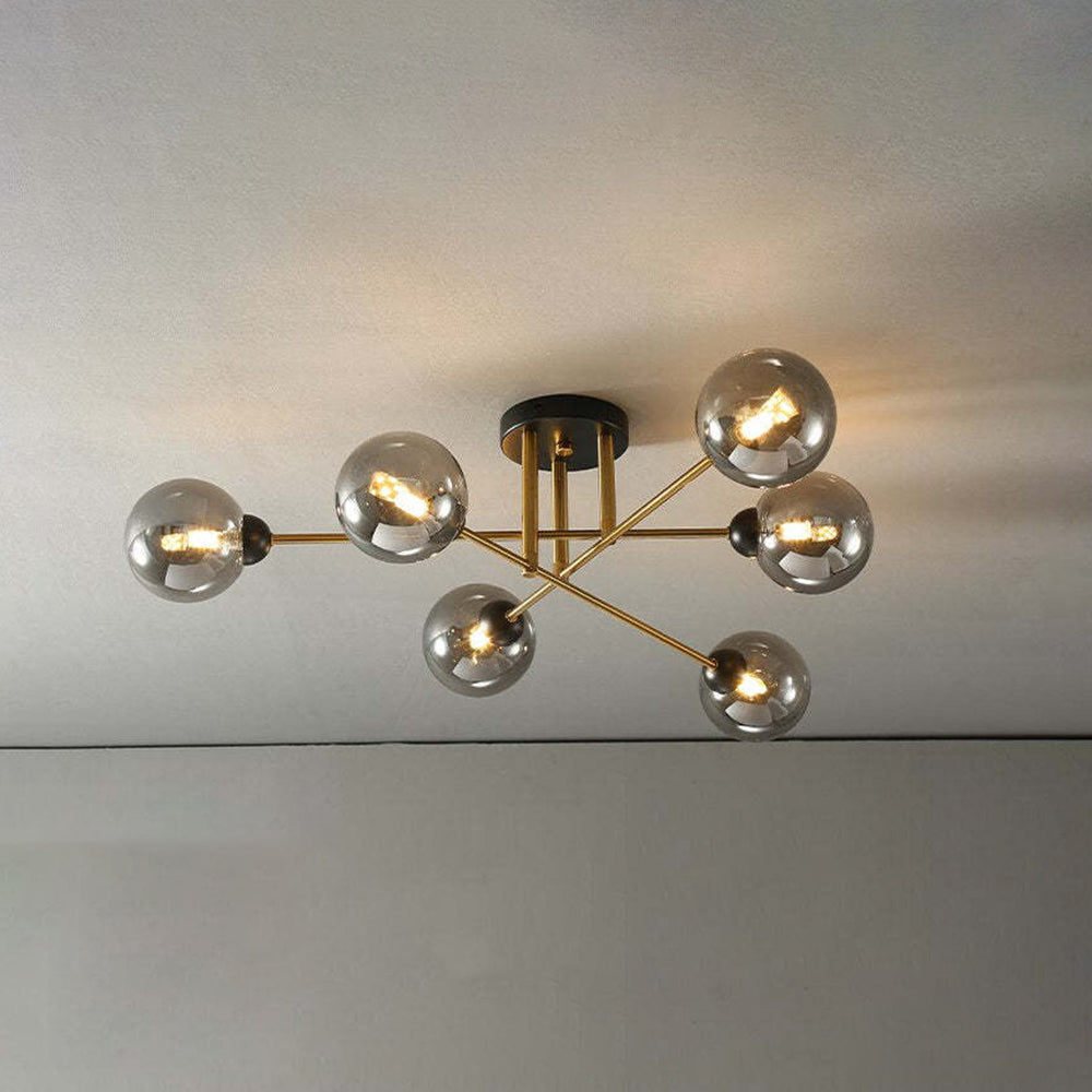 Valentina industriell LED-takkrona med glasglob, 6 stilar