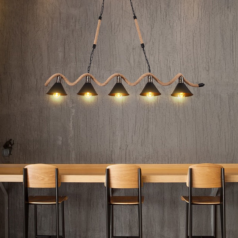 Epoch vintage LED-hengilampi, svartur, úr málmi, fyrir borðstofu/kaffihús