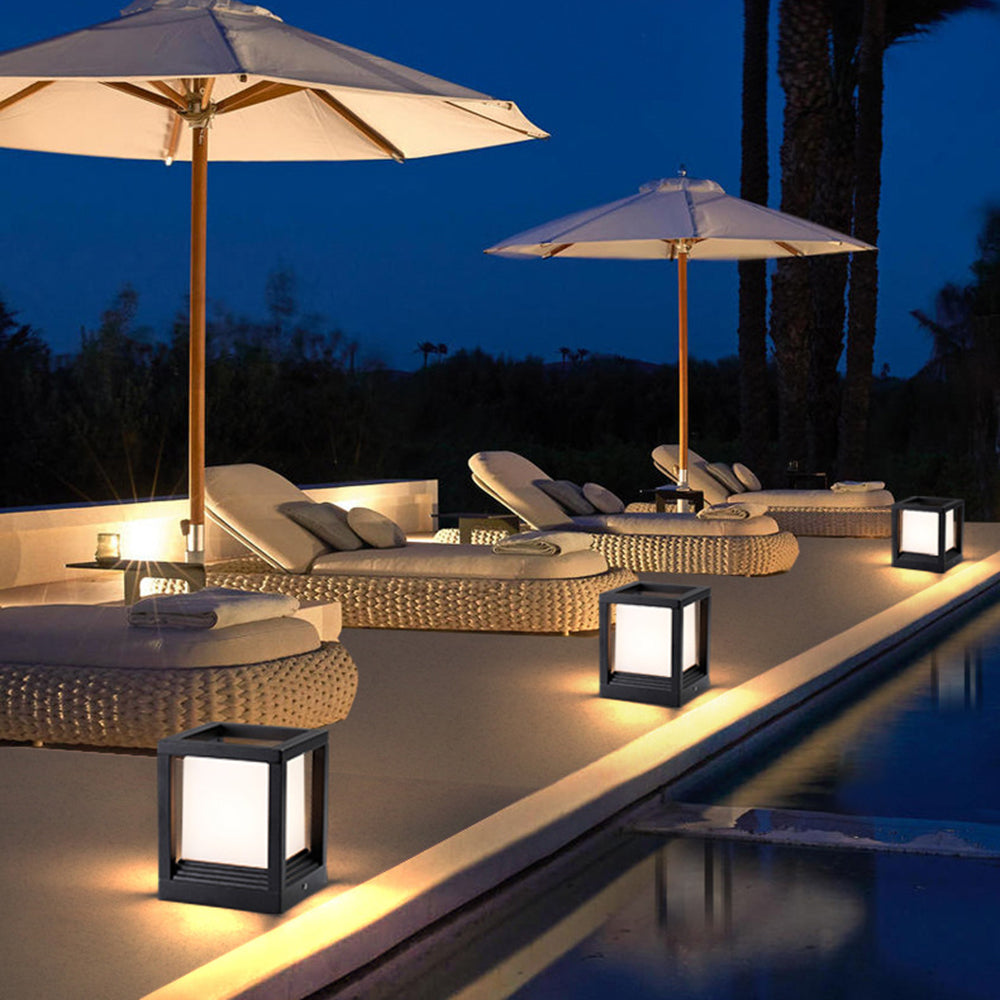 Ray Modern Rectangular Metal Outdoor Lamps, Black