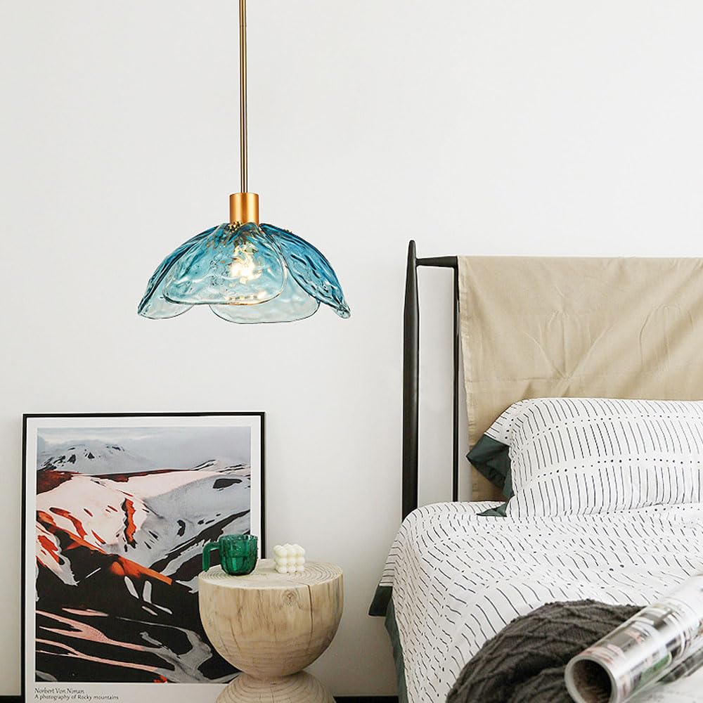 Valentina modern pendellampa i metall och glas för sovrum och vardagsrum