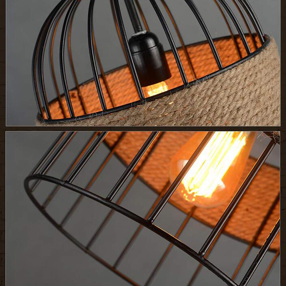 Epoch Design LED-pendellampe som fuglebur i metal/reb til café/bar/restaurant