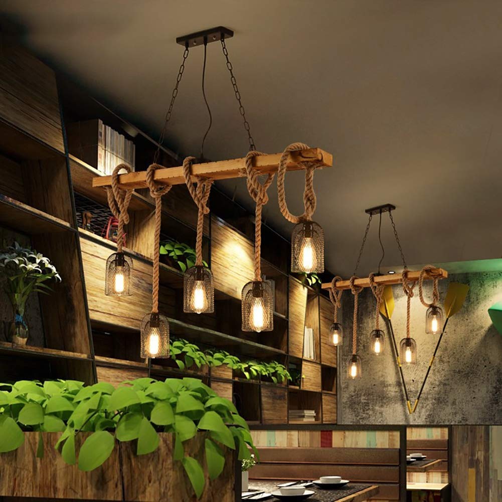Epoch minimalistinen LED-design-riippuvalaisin mustaa metallia/köyttä baariin/kahvilaan