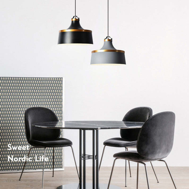 Valentina modern färgglad enkel pendellampa med metallskärm