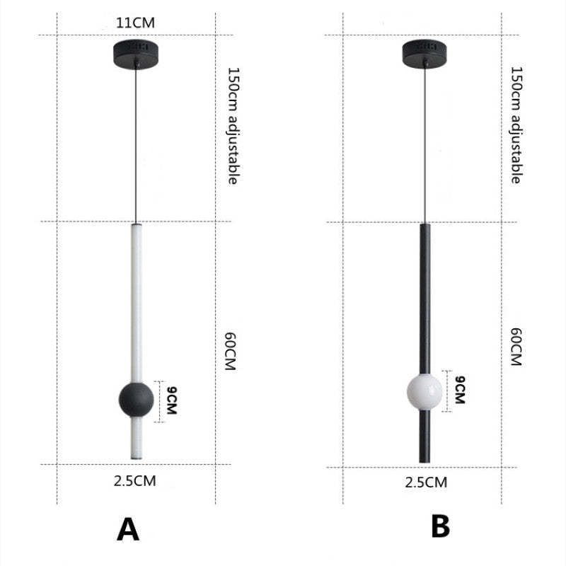 Arisha Minimalist Linear Globe Glass Pendant Light, Bedroom